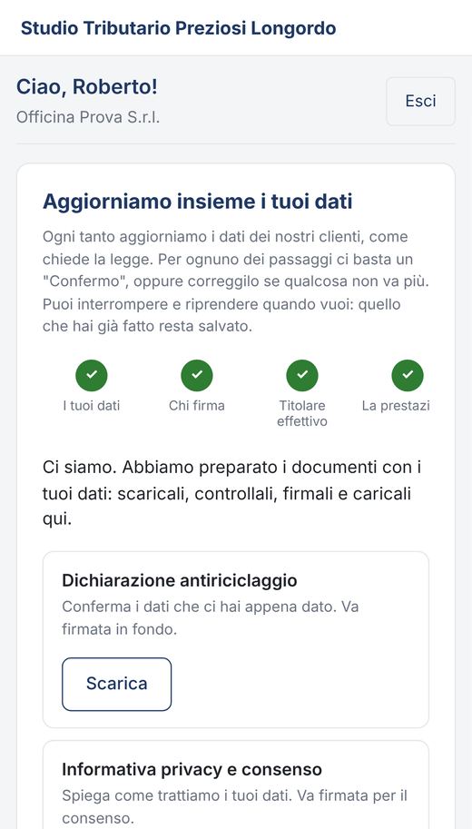 Documenti da scaricare e firmare