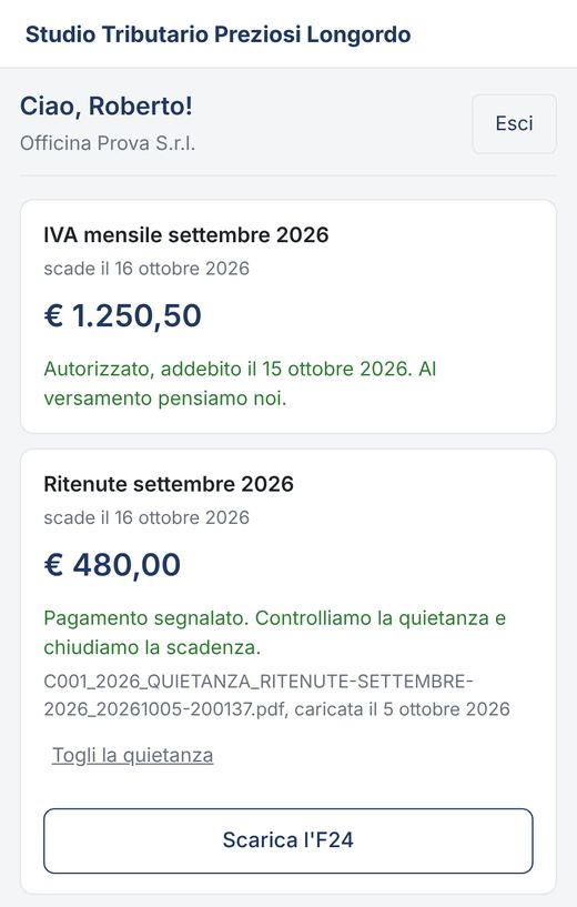 Quietanza caricata